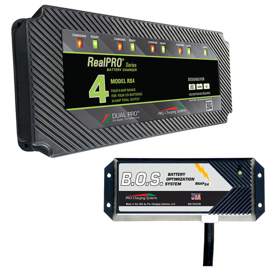 Dual Pro RS4 4 Bank Battery Charger w/3 Bank B.O.S. [RS4/BOS12V3]